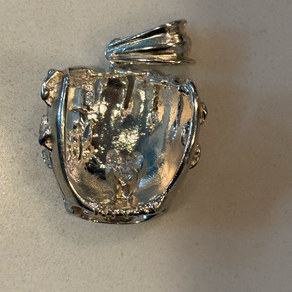 Silver baseball Glove Cubic Zirconia